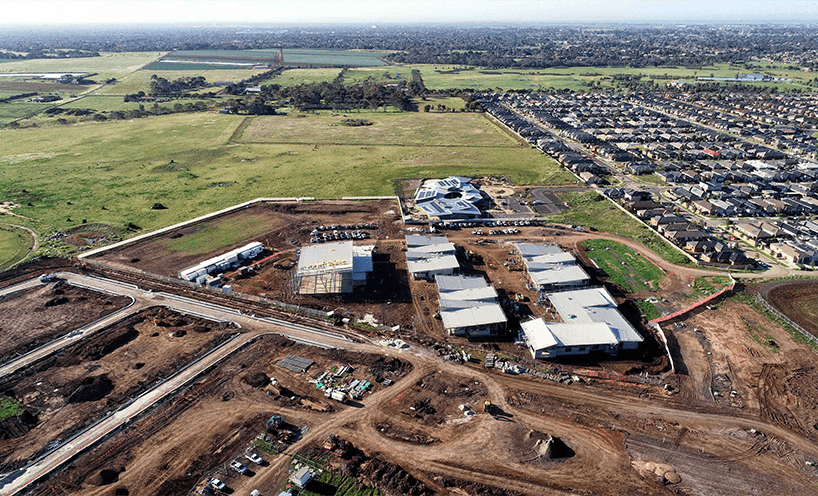 Aerial photograph of construction site