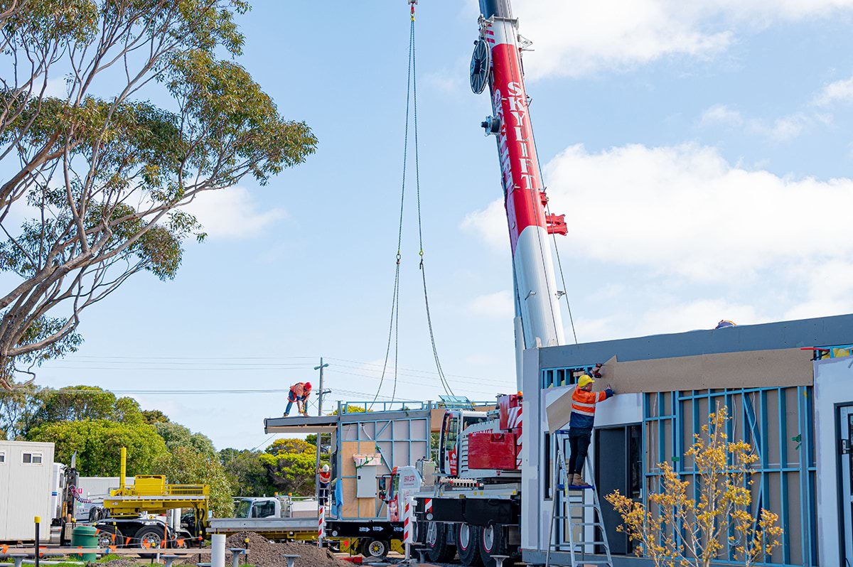 Apollo Bay Kindergarten - kinder on a school site, construction progress November 2021