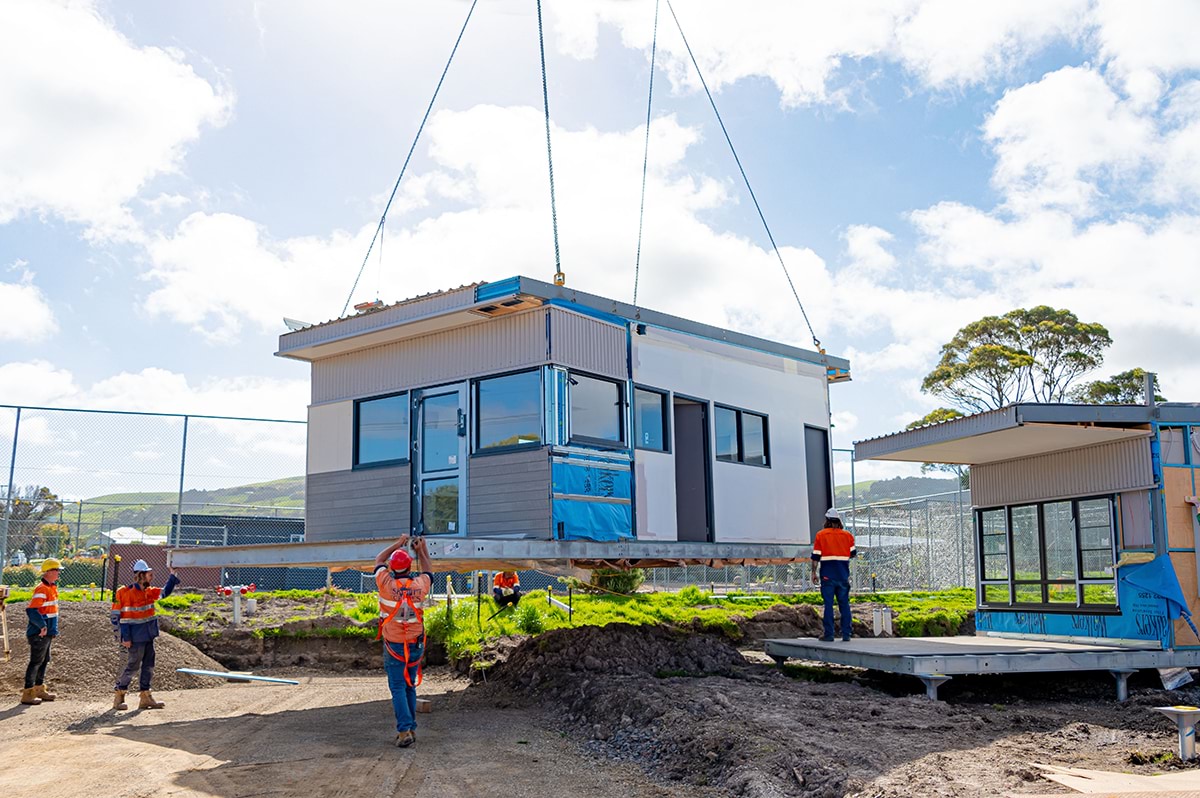 Apollo Bay Kindergarten - kinder on a school site, construction progress November 2021