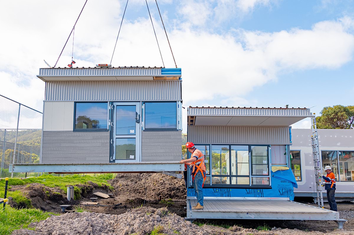 Apollo Bay Kindergarten - kinder on a school site, construction progress November 2021