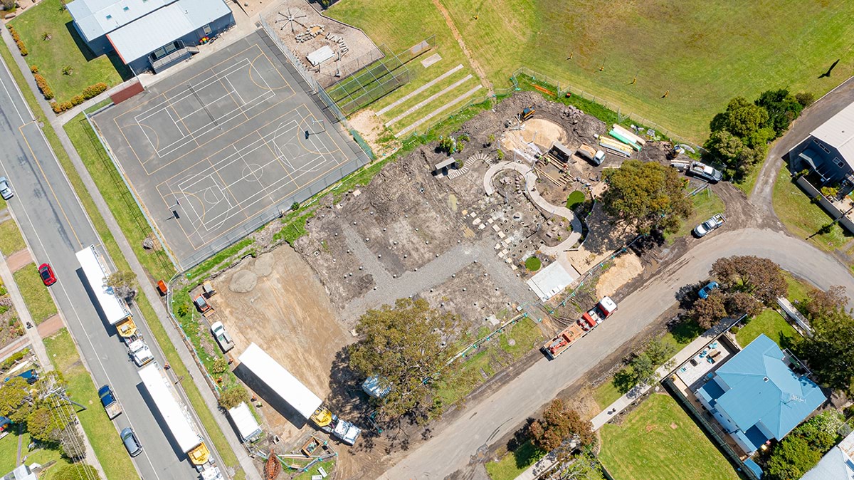 Apollo Bay Kindergarten - kinder on a school site, construction progress November 2021