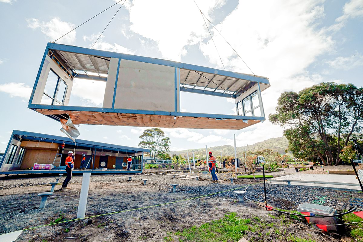 Apollo Bay Kindergarten - kinder on a school site, construction progress November 2021