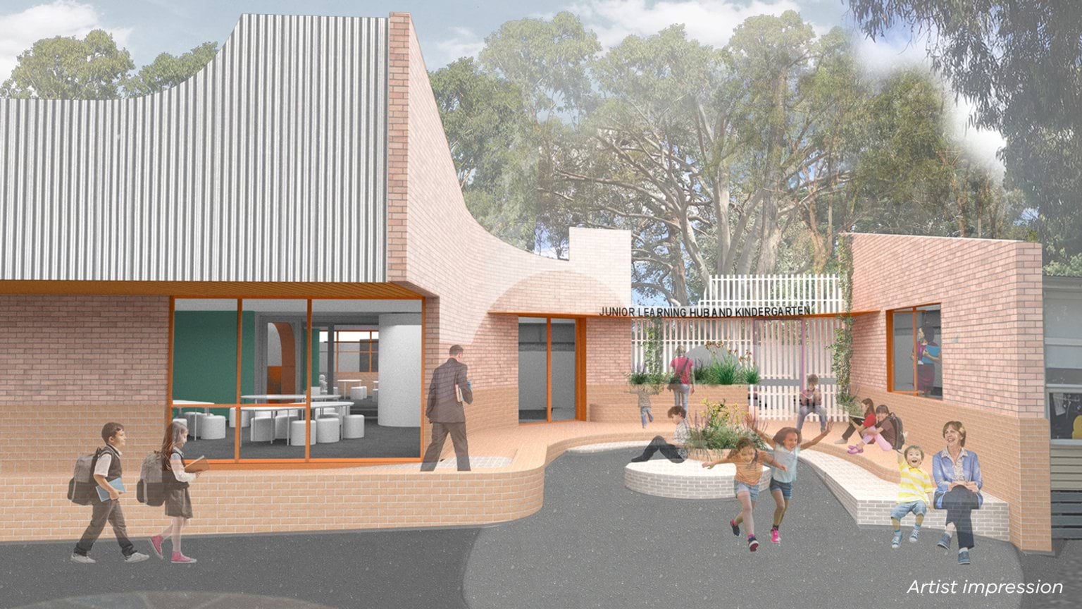 Box Hill North Primary School - junior learning hub connection, illustrated render