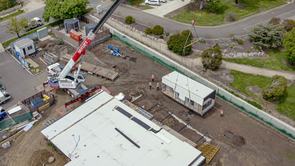 Kyneton Kindergarten - new kinder on a school site, construction progress