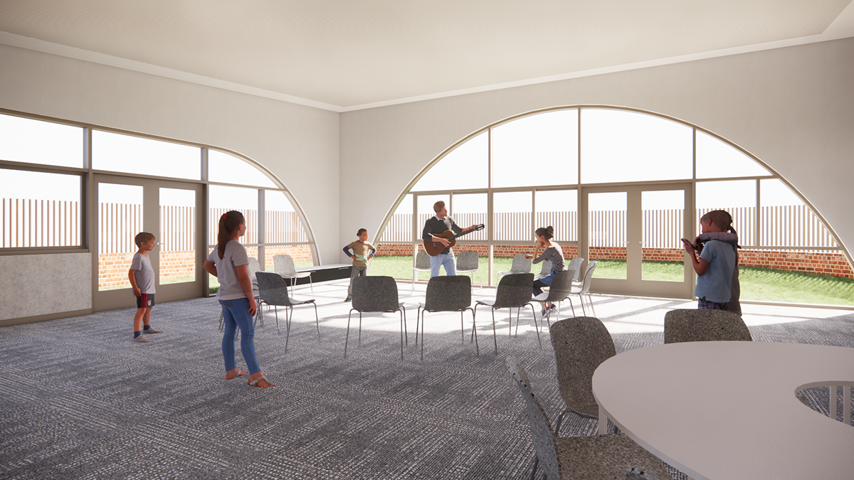 Reservoir Primary School - music pavilion classroom, illustrated render