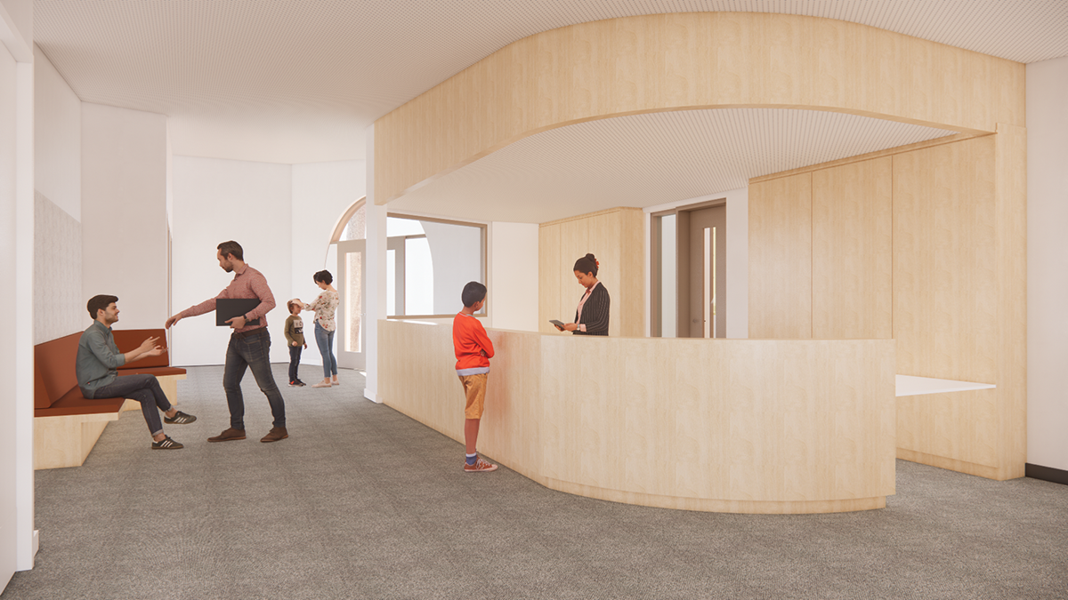 Reservoir Primary School - music pavilion reception, illustrated render