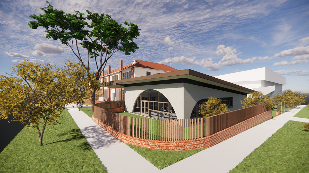 Reservoir Primary School - music pavilion (view along Duffy Street), illustrated render