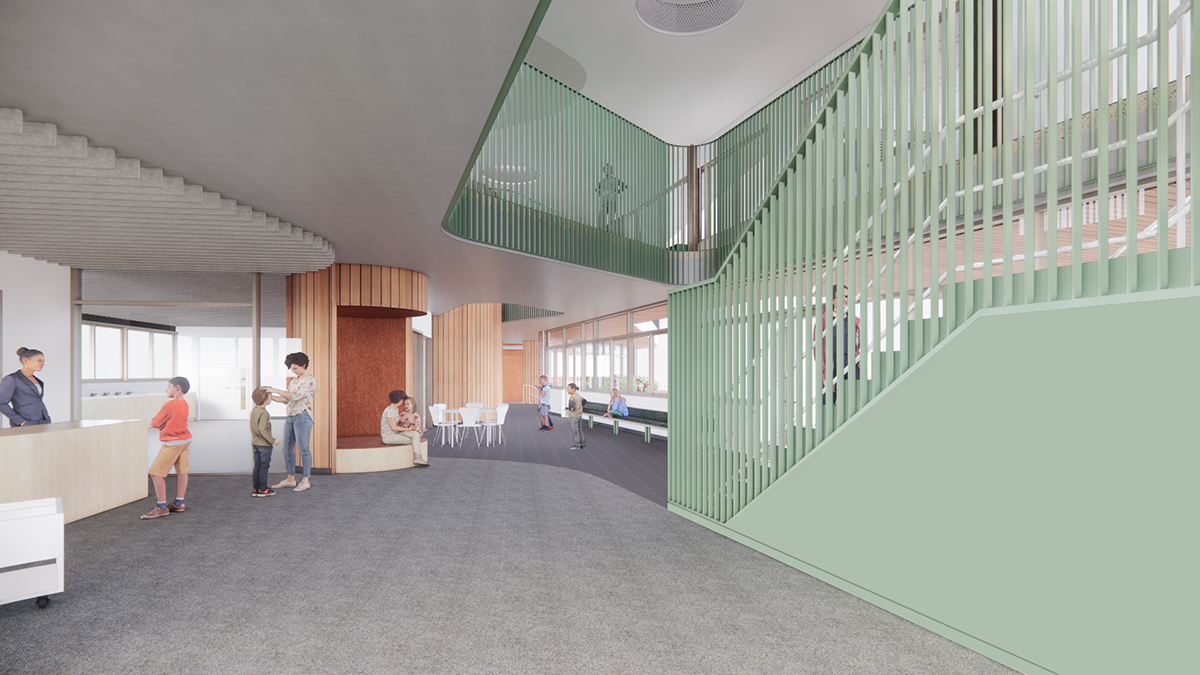 Reservoir Primary School - STEAM library (breakout space), illustrated render