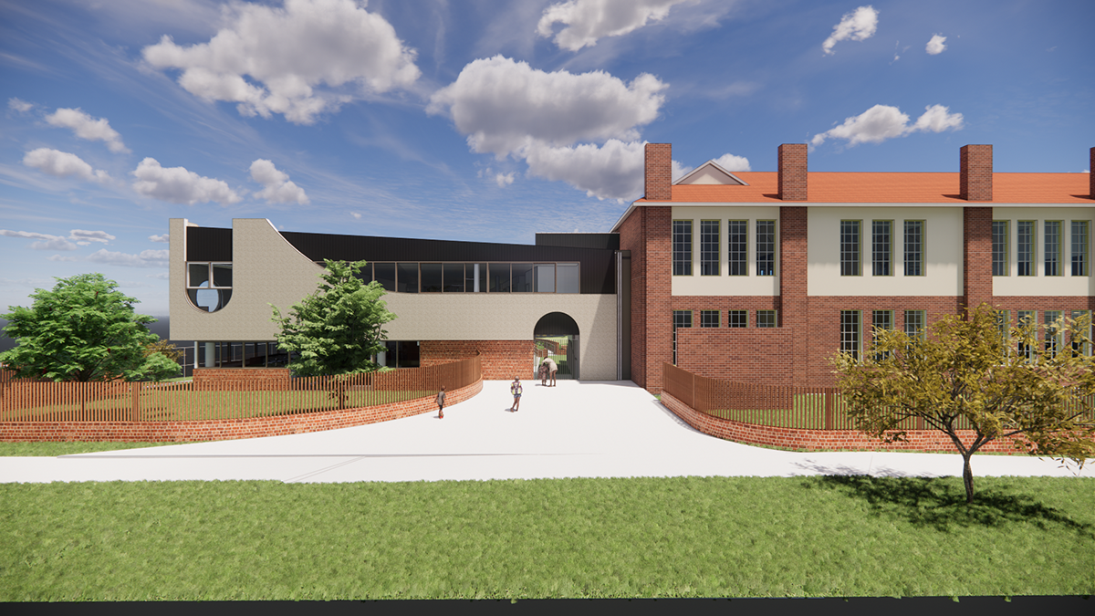 Reservoir Primary School - STEAM building (view along Duffy Street), illustrated render