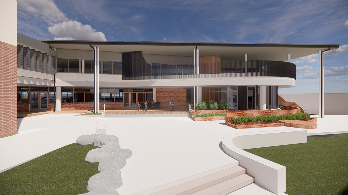 Reservoir Primary School - STEAM building (view from courtyard), illustrated render