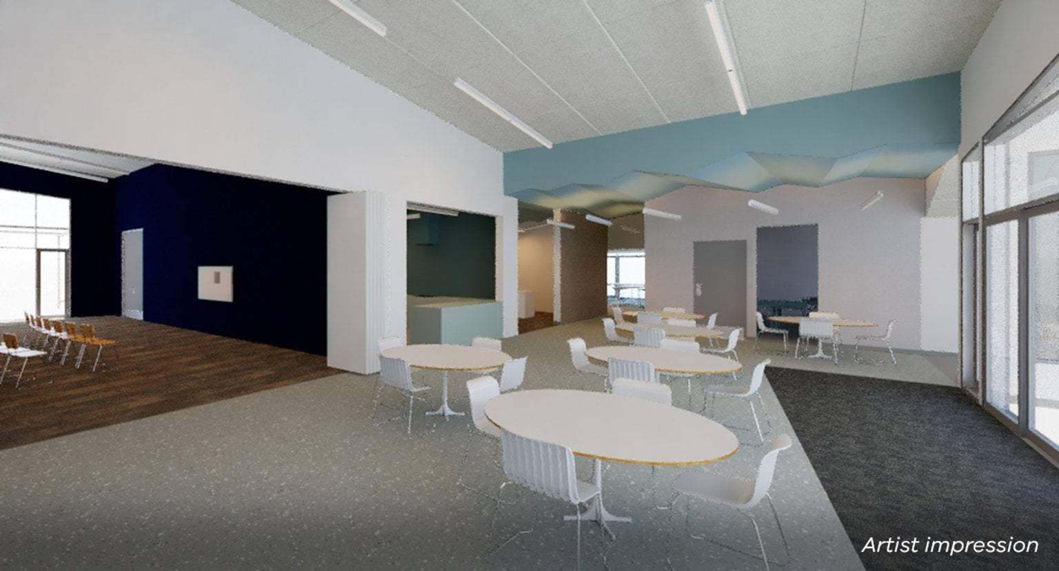 Warracknabeal Education Precinct - gathering space, illustrated render