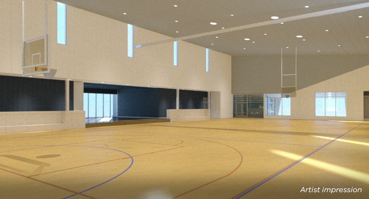 Warracknabeal Education Precinct - indoor courts, illustrated render