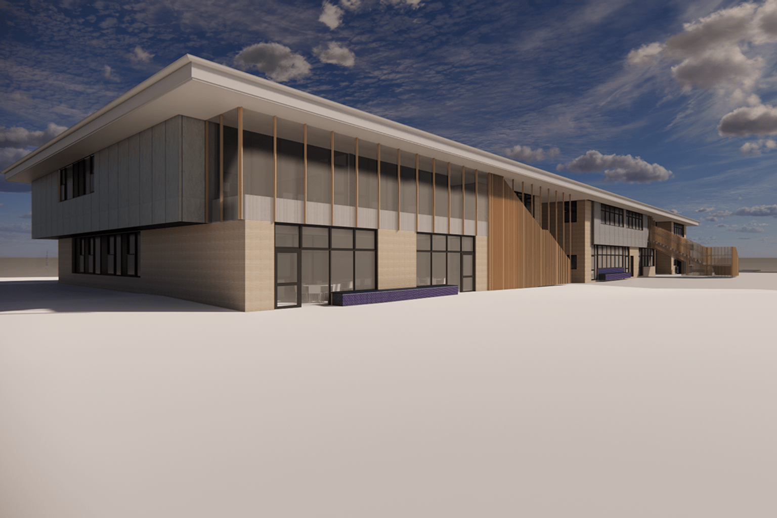 Emerson School - Upgrade and Modernisation, illustrated render of the Administration and Senior Learning Building
