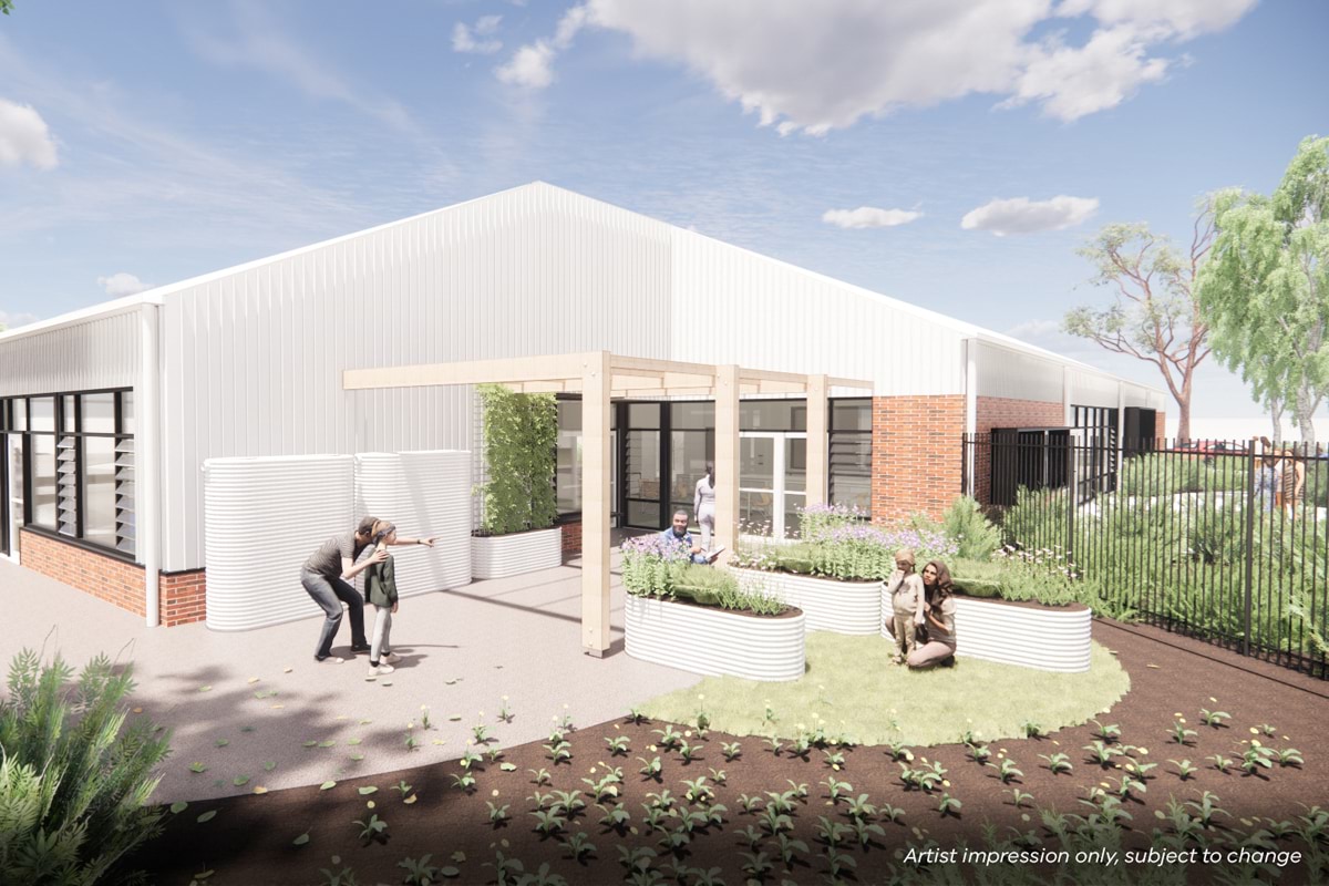 Hamilton Parklands School - upgrade, illustrated render of exterior of school