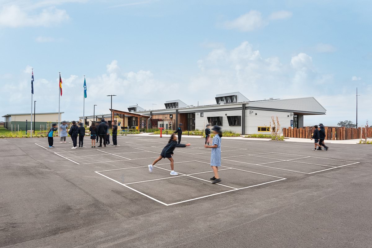 Deanside Primary School - new school, photograph of outdoor sports courts