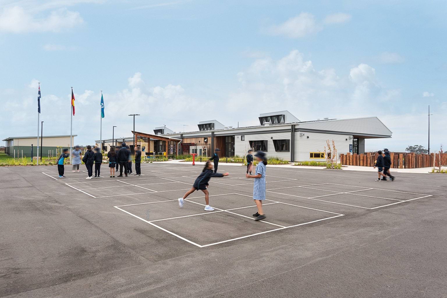 Deanside Primary School - new school, photograph of outdoor sports courts