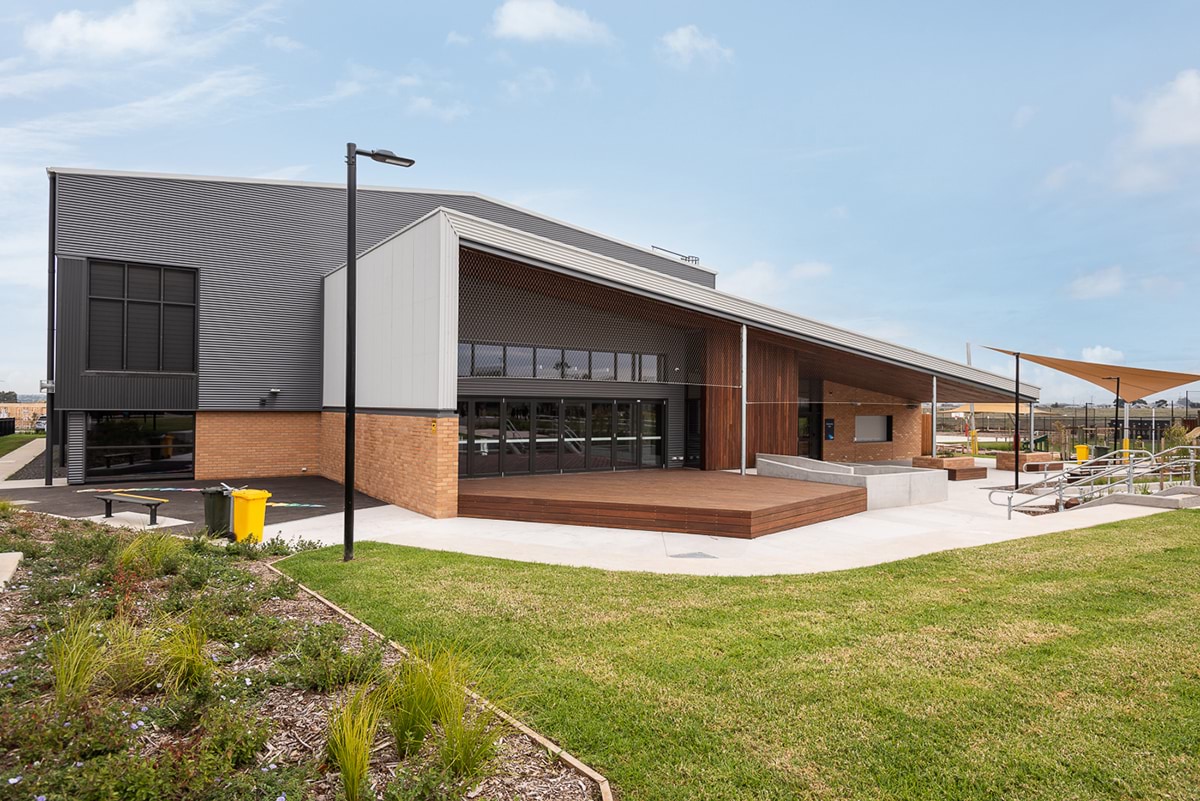 Deanside Primary School - new school, photograph of performing arts and phys-ed building exterior