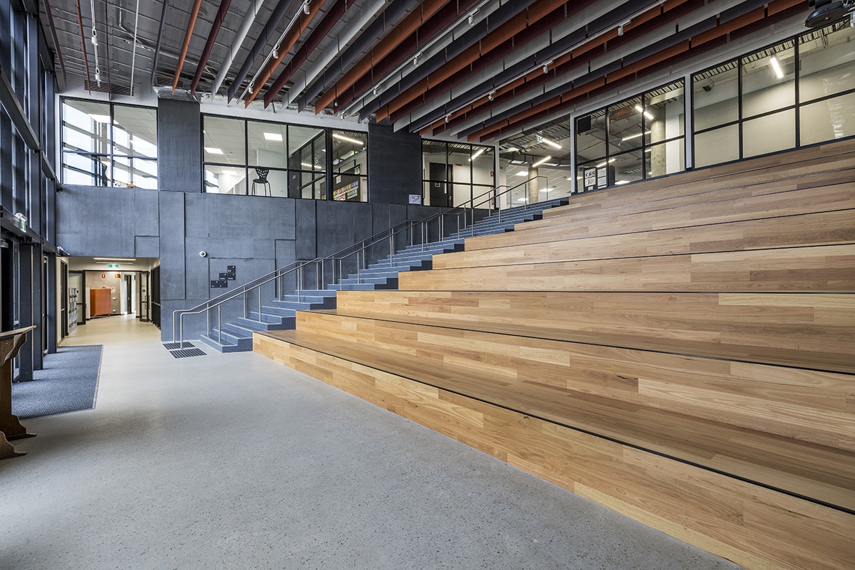 Greater Shepparton Secondary College - new school, photograph tiered seating and stairs