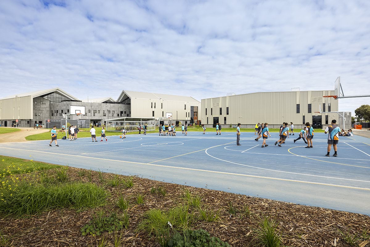 Greater Shepparton Secondary College - new school, photograph of outdoor sports courts