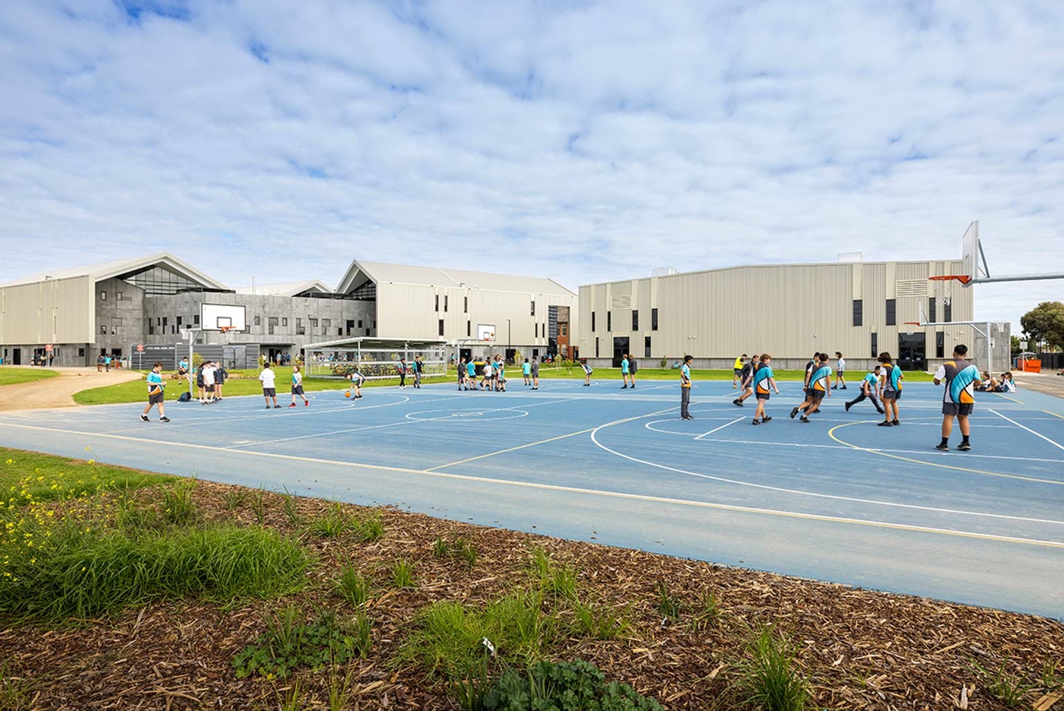 Greater Shepparton Secondary College - new school, photograph of outdoor sports courts