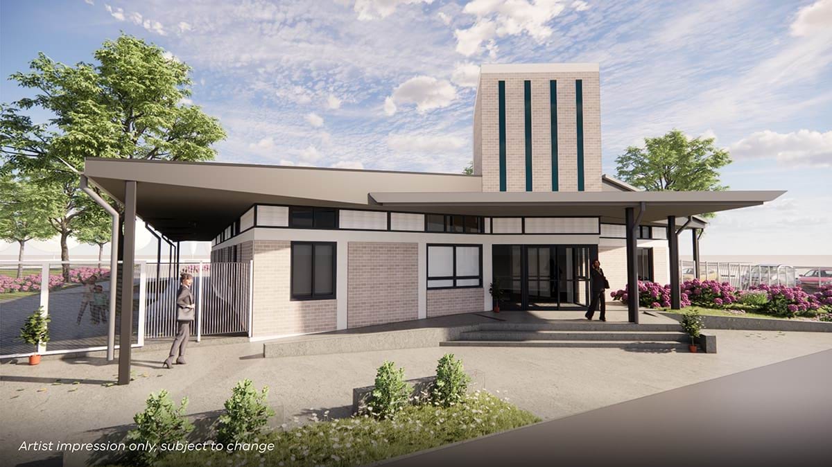 Lalor Primary School - upgrade and modernisation, illustrated render of admin exterior