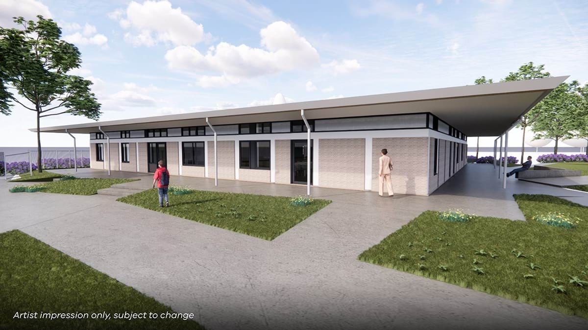 Lalor Primary School - upgrade and modernisation, illustrated render of learning hub exterior