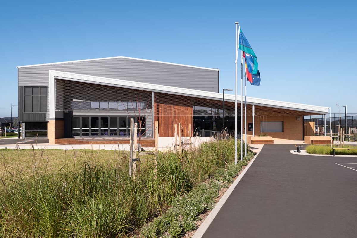 Strathtulloh Primary School - new school, photograph of school entrance and neighbourhood learning hub