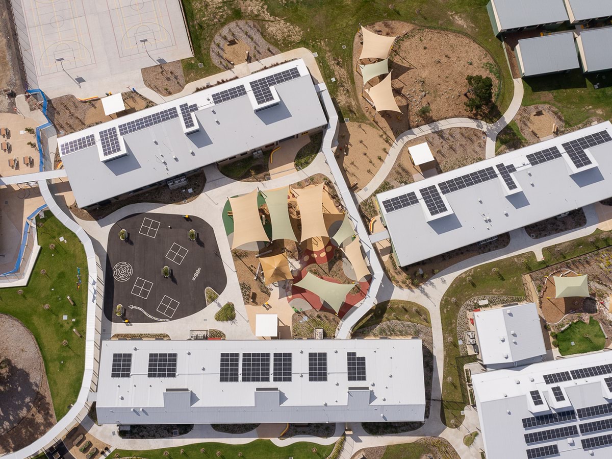 Wollert Primary School - new school, photograph of bird's eye view of the school