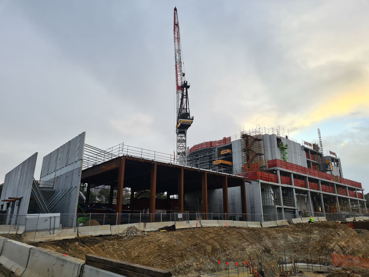 North Melbourne Primary School (new campus) - construction update, photograph of exterior construction progress