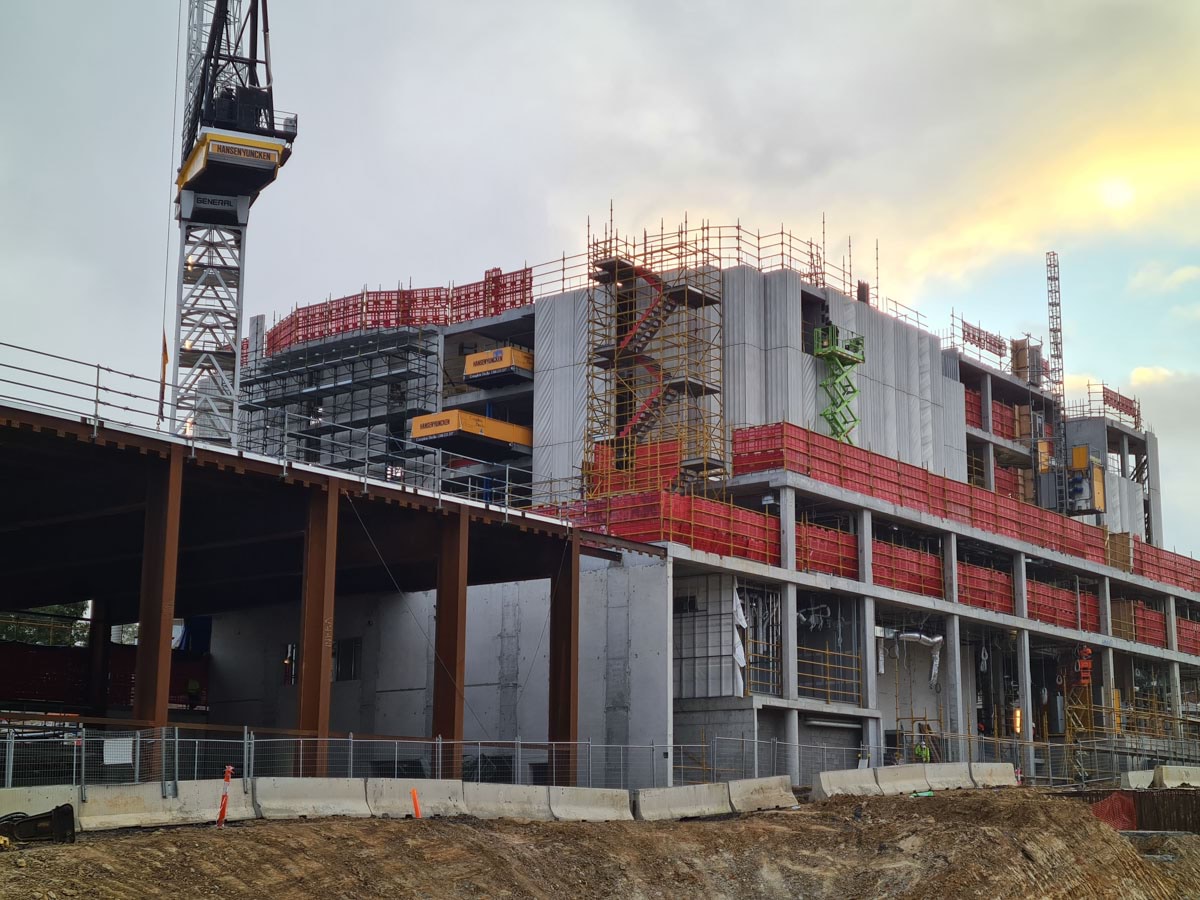 North Melbourne Primary School (new campus) - construction update, photograph of exterior construction progress