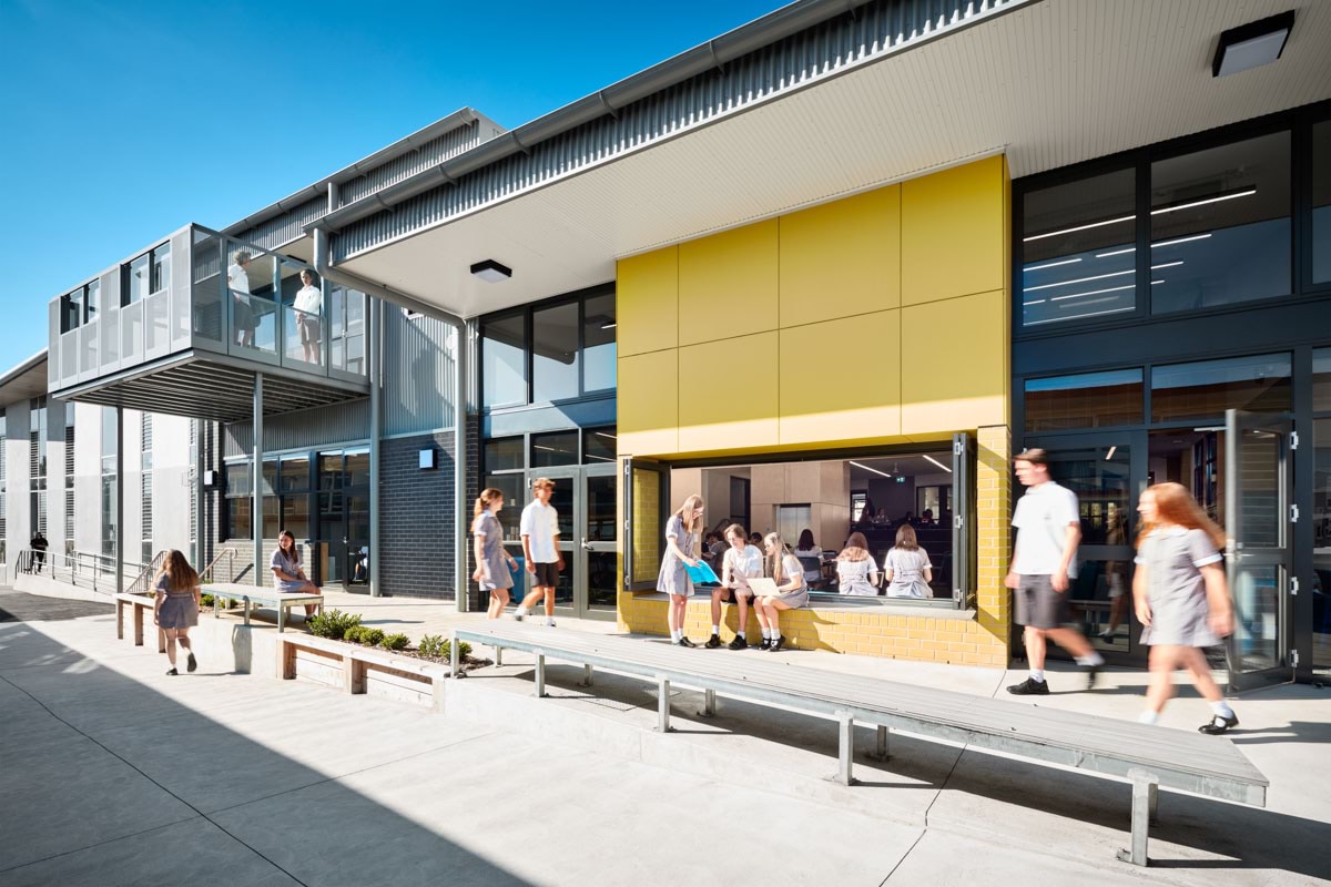 Completed upgrade of Ringwood Secondary College multipurpose study centre building facade