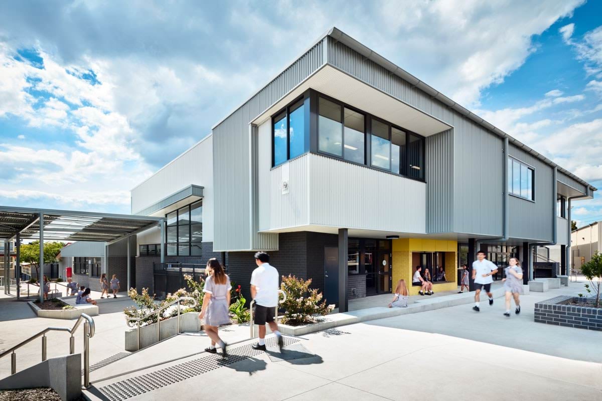 Completed upgrade of Ringwood Secondary College multipurpose study centre building facade