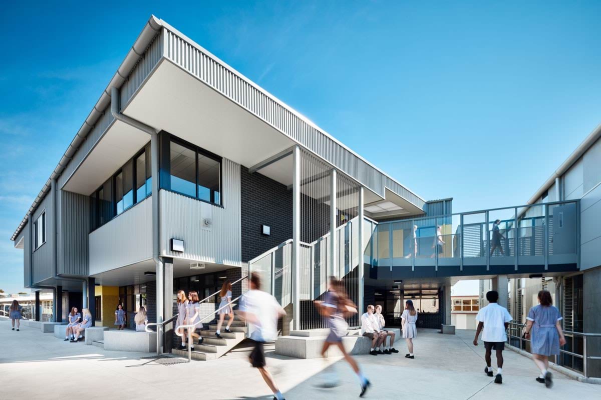 Completed upgrade of Ringwood Secondary College multipurpose study centre building facade