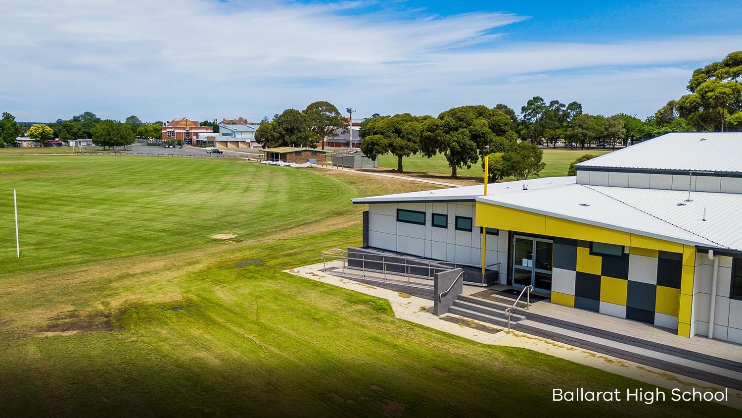 Completed modular building aerial view