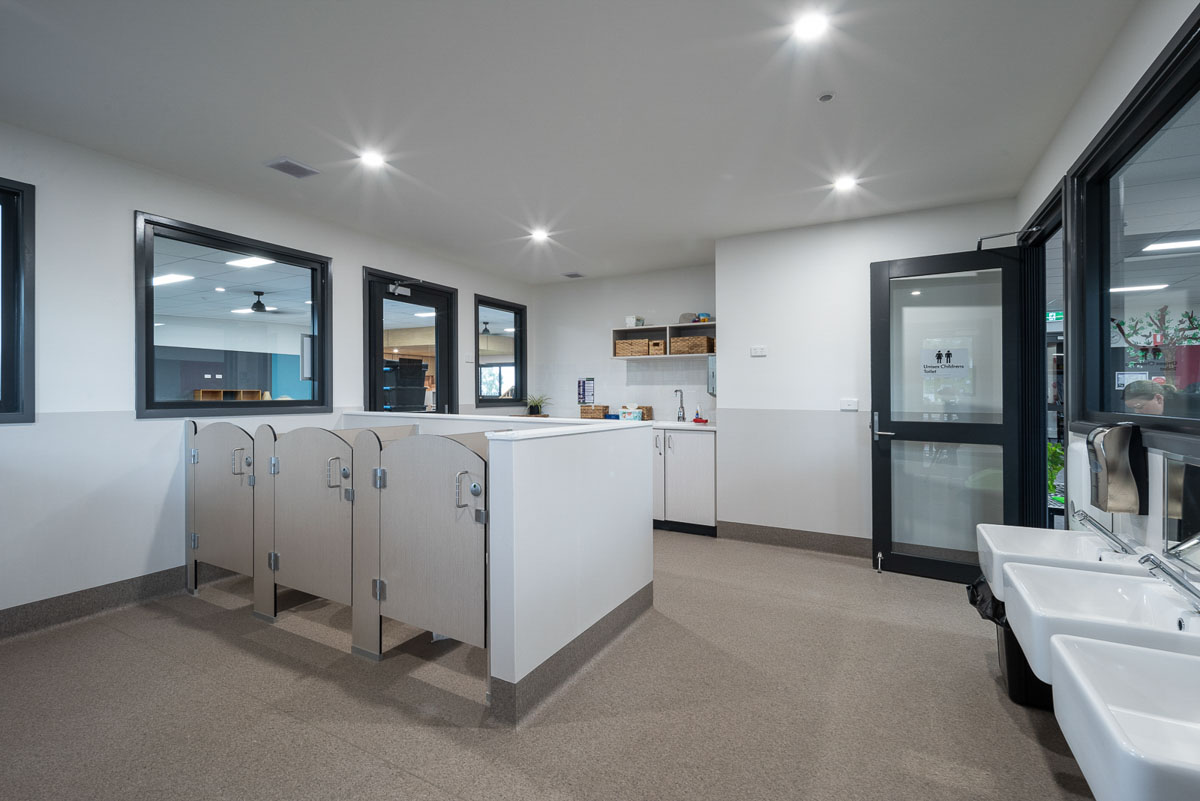 Southern Cross Kindergarten - completed project, photograph of interior bathroom facilities