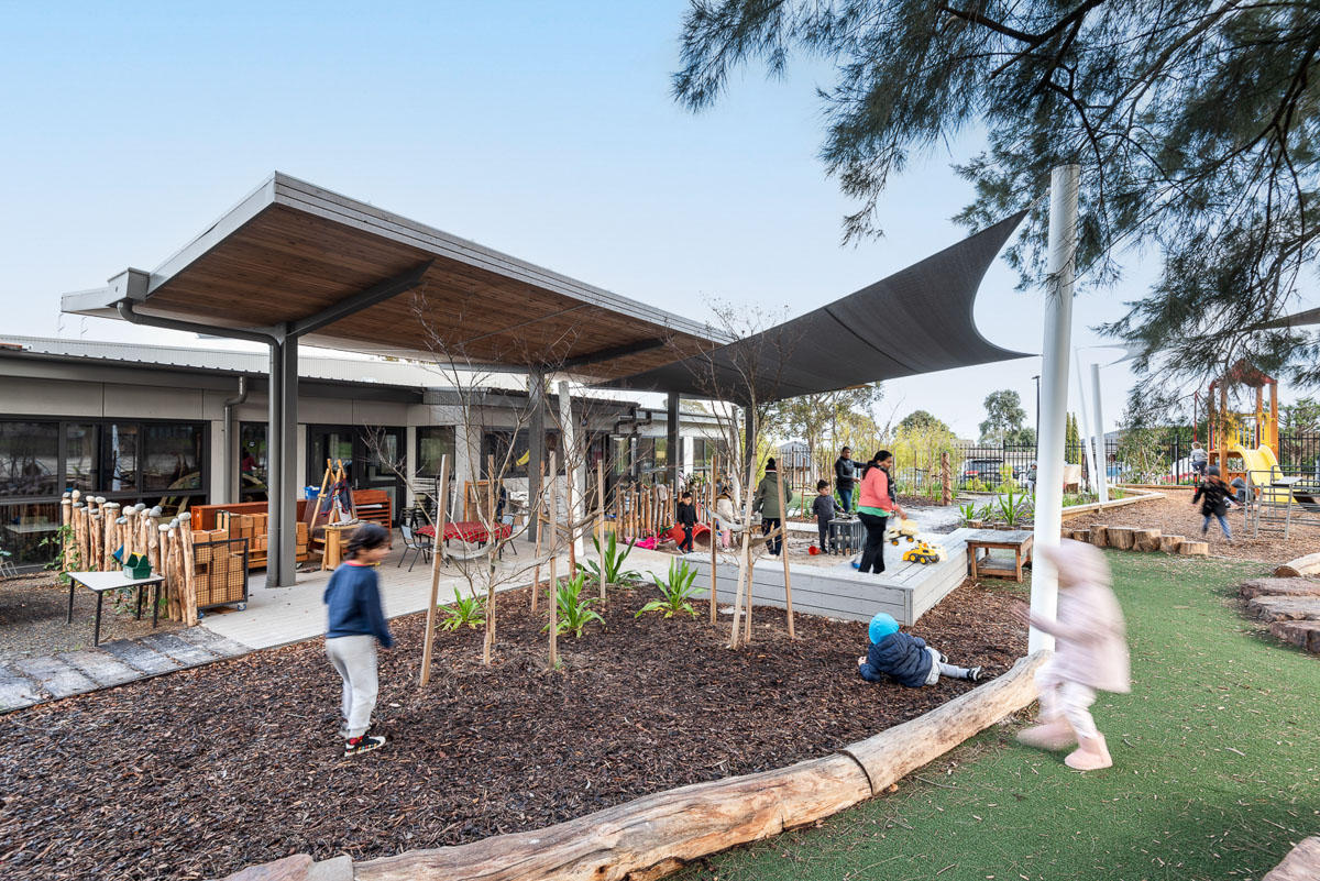 Southern Cross Kindergarten - completed project, photograph of outdoor playground