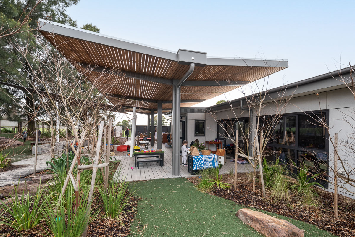 Southern Cross Kindergarten - completed project, photograph of outdoor learning and play area