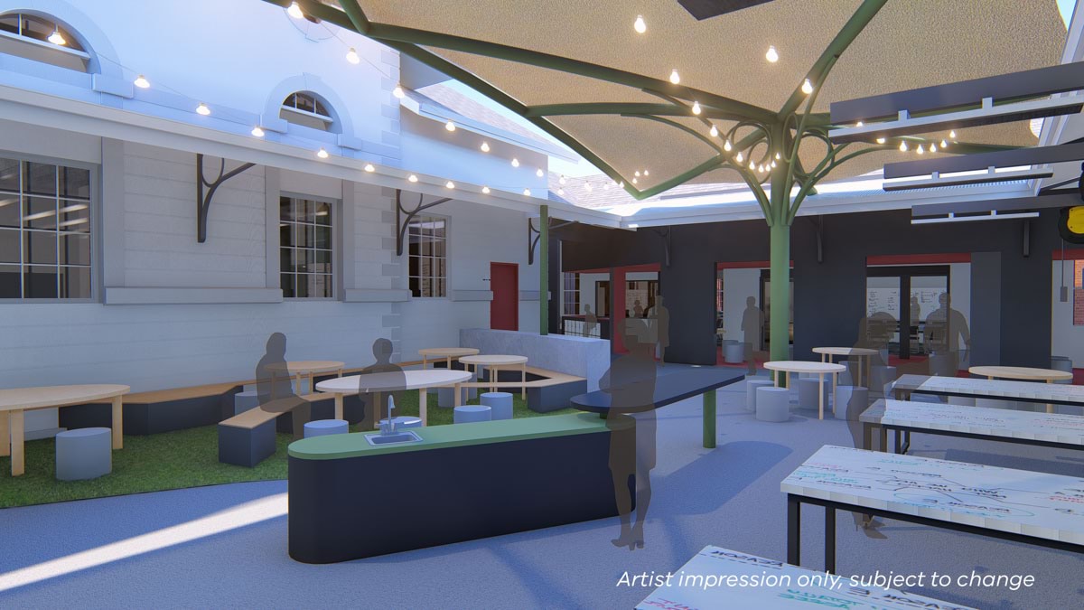 Bendigo Senior Secondary College - upgrade, illustrated render of interior of school