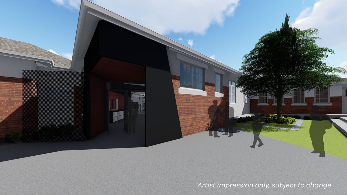 Bendigo Senior Secondary College - upgrade, illustrated render of exterior of building