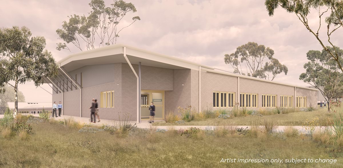 Bayswater Secondary College - upgrade and modernisation, illustrated render, exterior of administration building