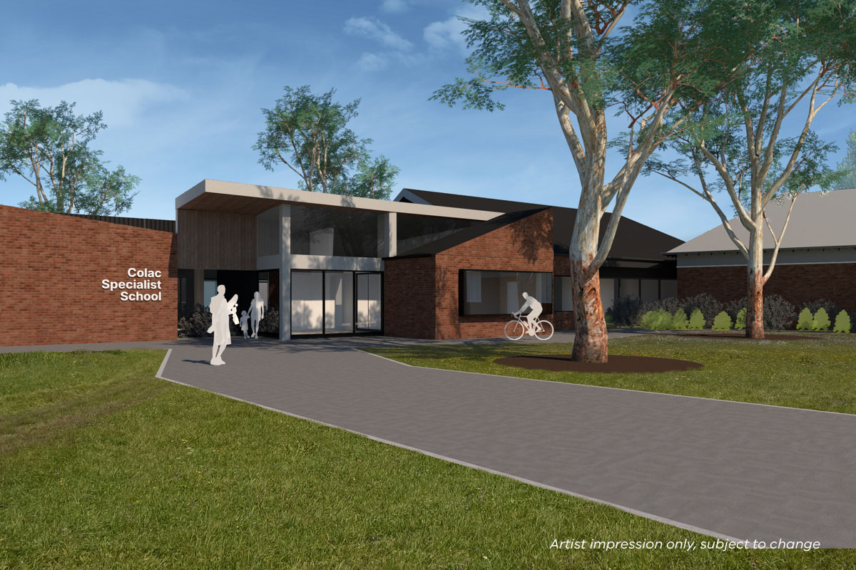 Artist impression of Lake Colac School rebuilding on part of the former Colac High School