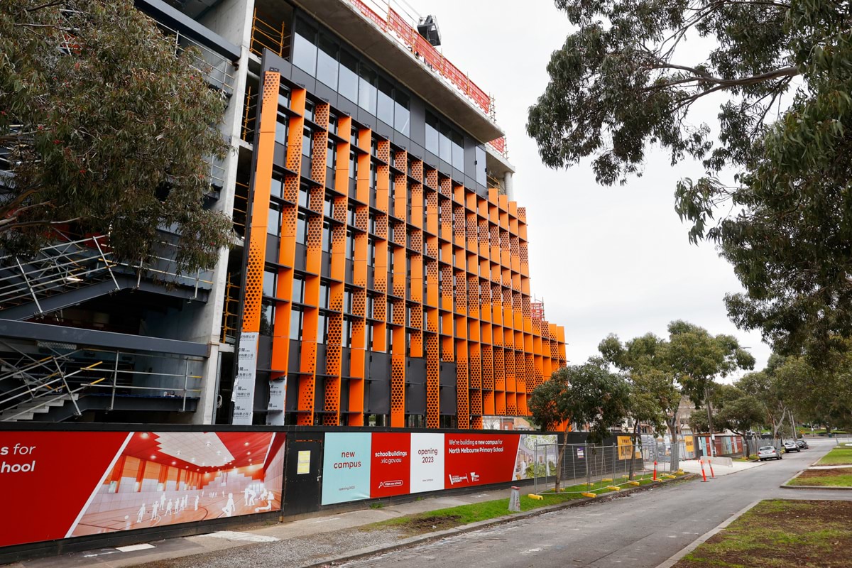 North Melbourne Primary School (new campus) - construction update, exterior facade