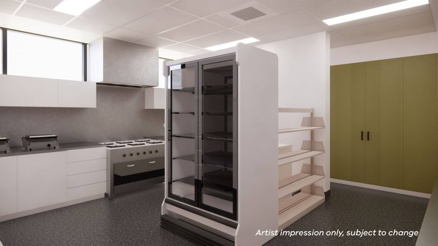 Orbost Regeneration - upgrade and modernisation, illustrated render of canteen interior