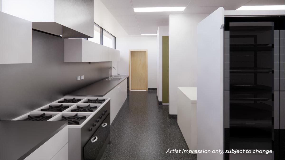 Orbost Regeneration - upgrade and modernisation, illustrated render of canteen interior