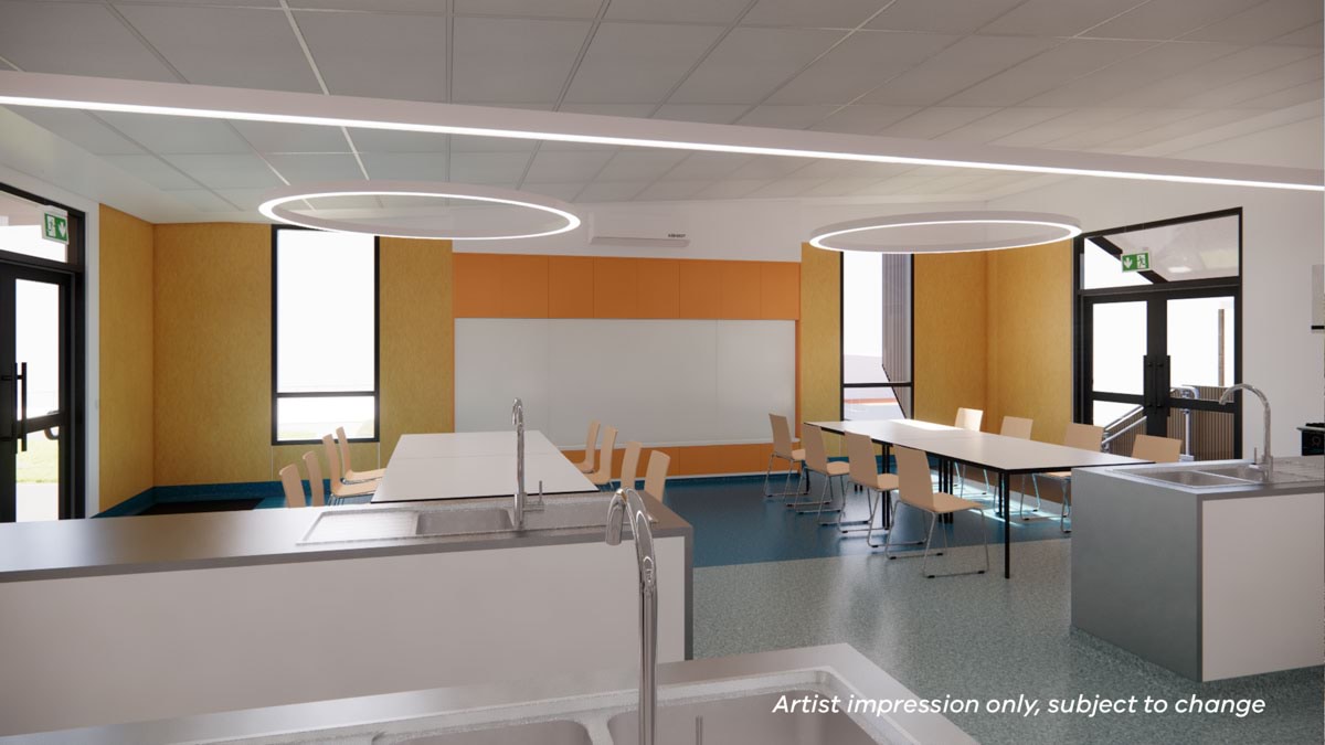 Orbost Regeneration - upgrade and modernisation, illustrated render of food technology interior