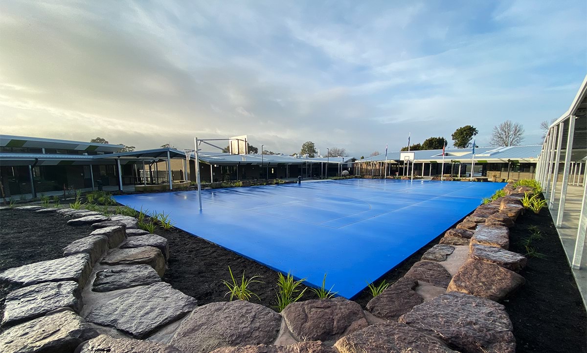 Croydon Community School - completed upgrade, photograph of new sports court