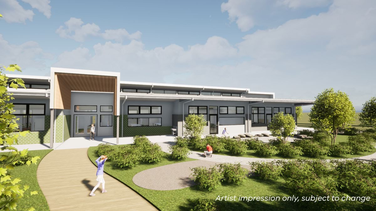 Grovedale West Primary School - upgrade, illustrated render of exterior. 