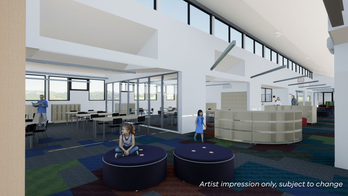 Grovedale West Primary School - upgrade, illustrated render of interior learning space