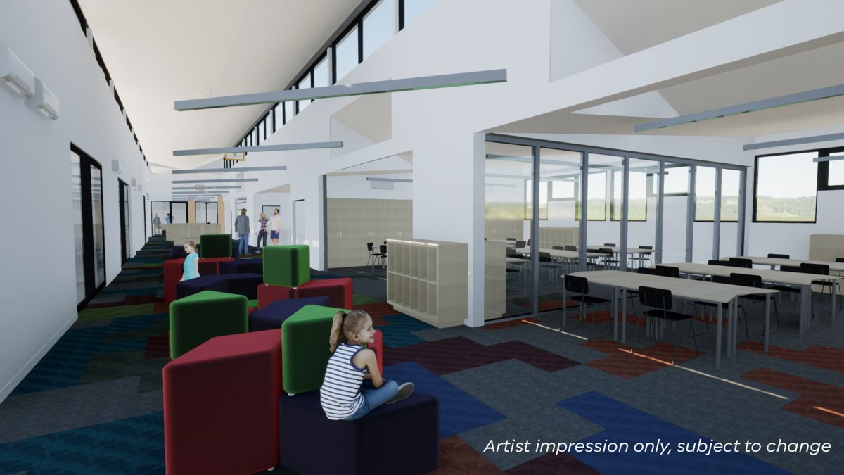 Grovedale West Primary School - upgrade, illustrated render of interior learning space