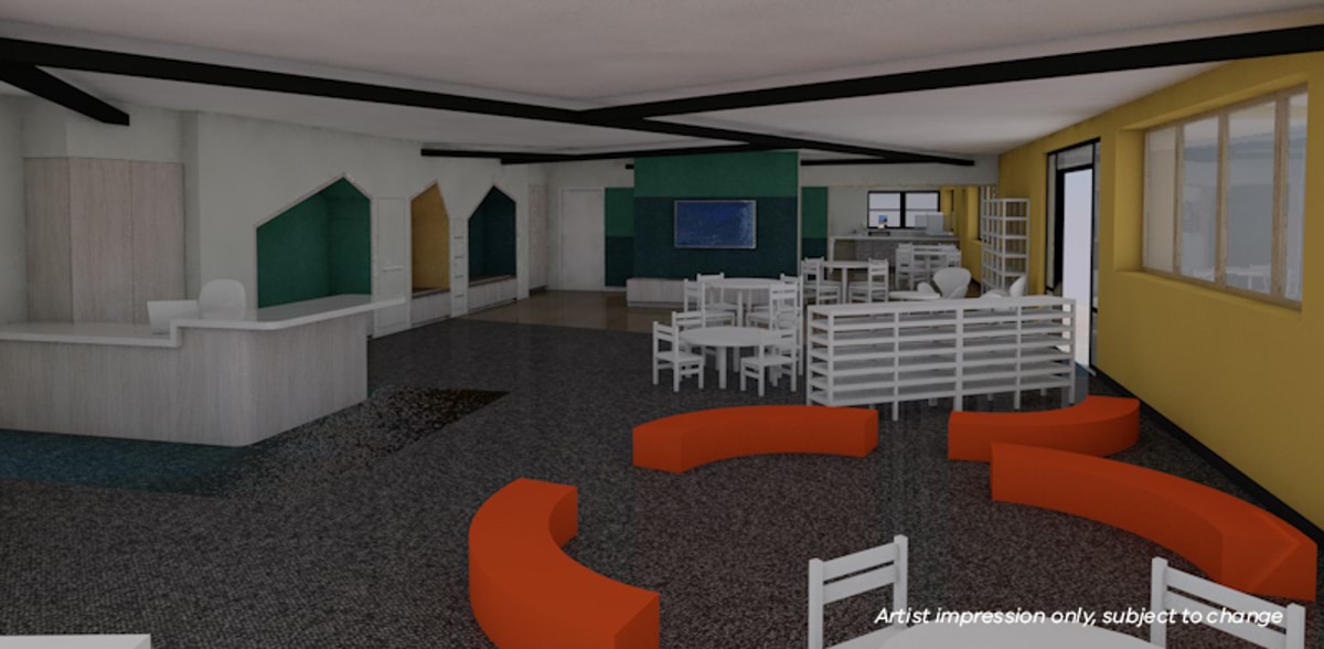 Jackson School - upgrade, illustrated render of the interior of the library